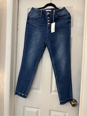 NWT VERVET Haylie High Rise Button Fly Raw Hem Skinny Jeans Size 31